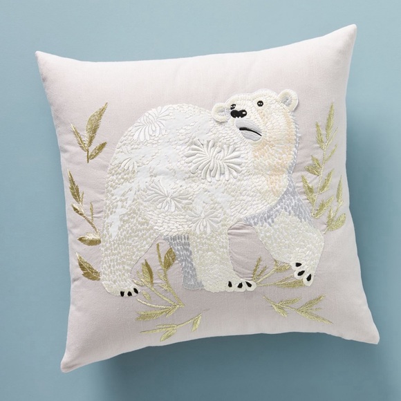 Karen Nicol Embroidered Wintertime Pillow - Picture 1 of 8